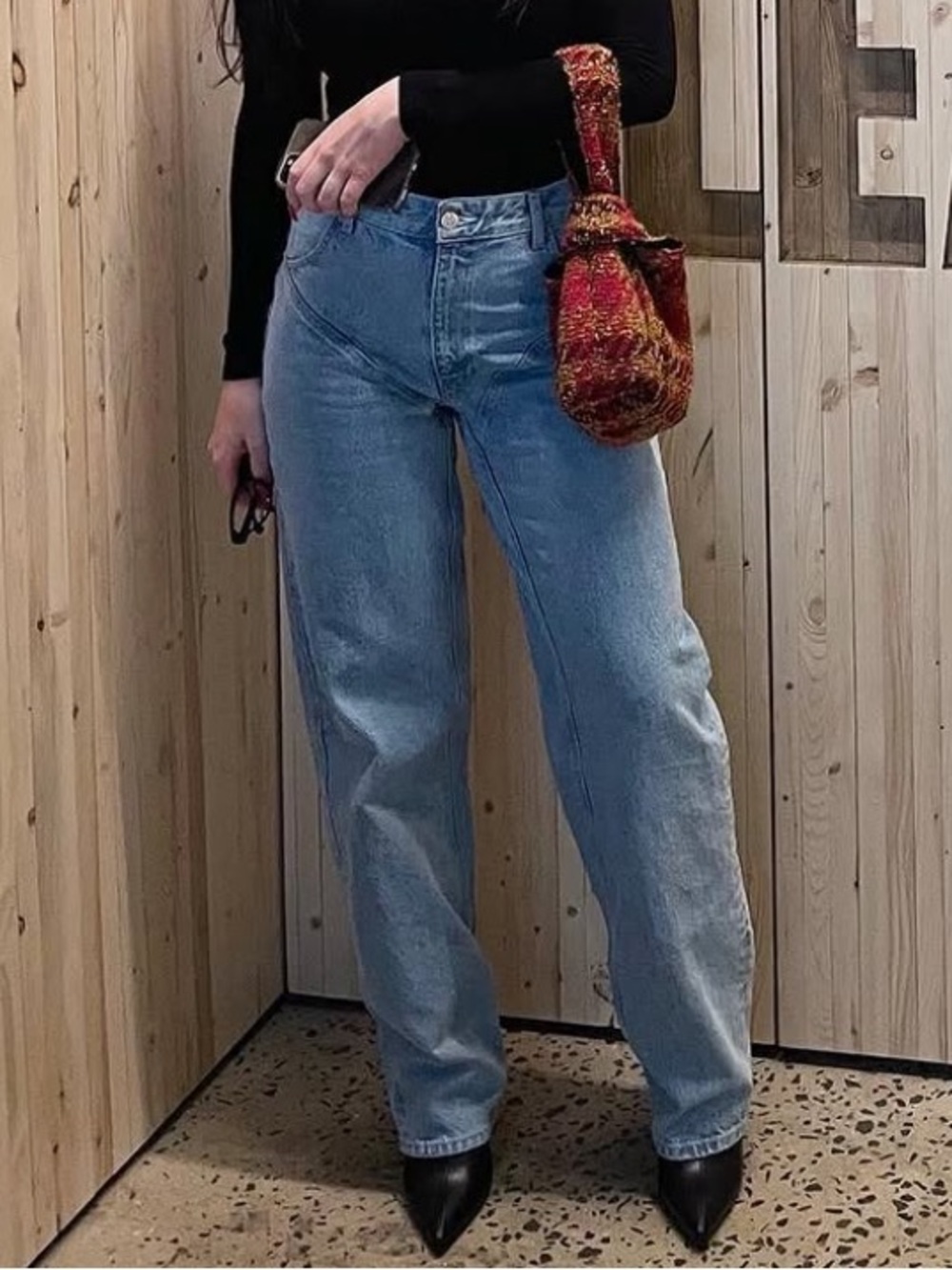 NEW Zara - Light Blue Straight Leg Mugler Inspired Jeans - 4
